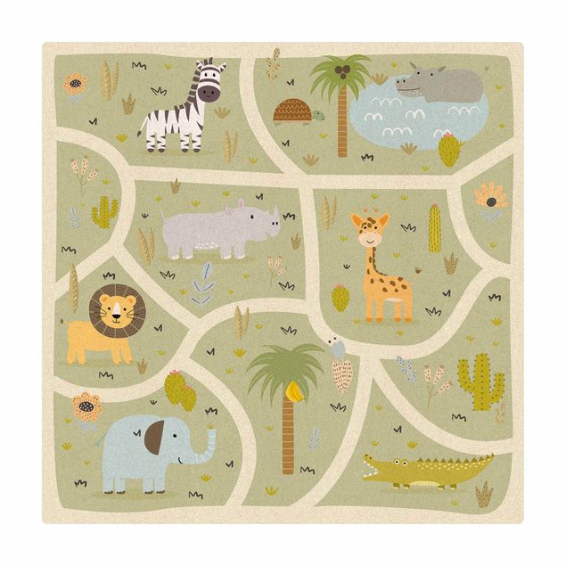 Tapete de cortiça Playoom Mat Safari - So Many Different Animals