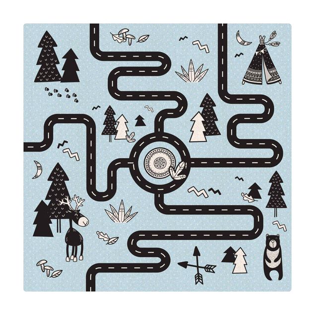 Tapetes antracite Playoom Mat Streets - Find Your Way