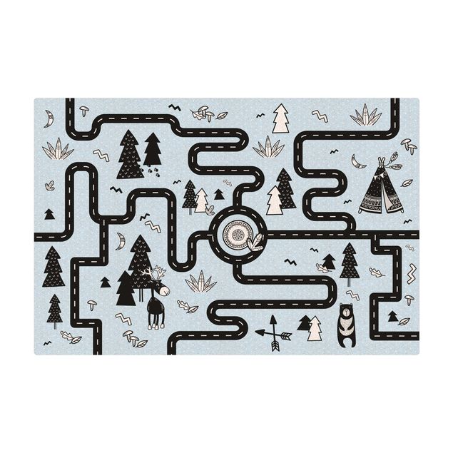 Tapetes antracite Playoom Mat Streets - Find Your Way