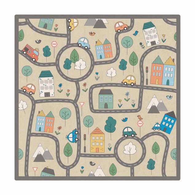 Tapete de cortiça Playoom Mat City Traffic- Out And About With The Car
