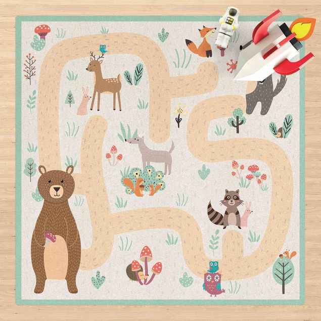 decoração quarto bebé Playoom Mat Forest Animals - Friends On A Forest Path