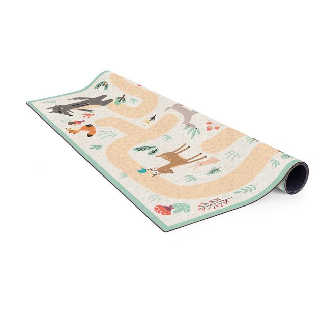 tapetes coloridos para sala Playoom Mat Forest Animals - Friends On A Forest Path