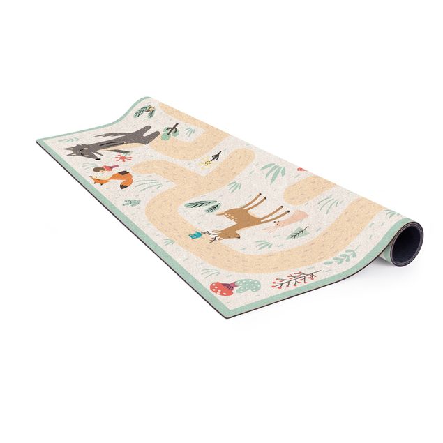 tapetes coloridos para sala Playoom Mat Forest Animals - Friends On A Forest Path