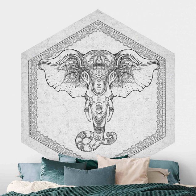 Papel de parede elefantes Spiritual Elephant In Concrete Look