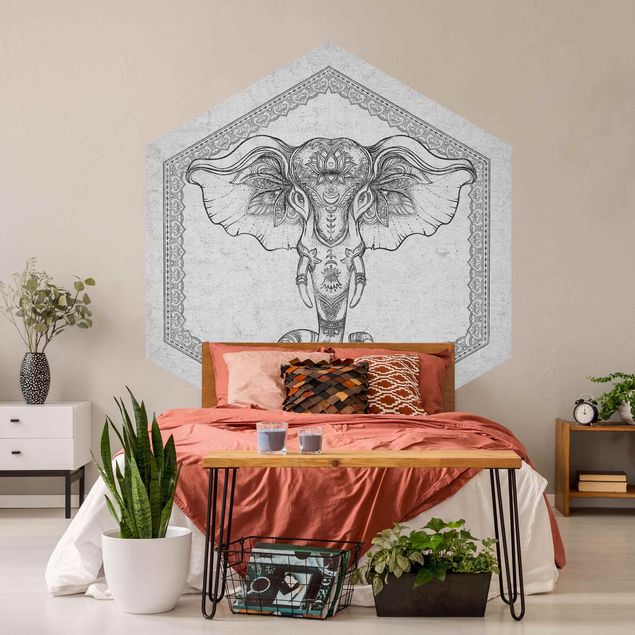 papel de parede moderno Spiritual Elephant In Concrete Look