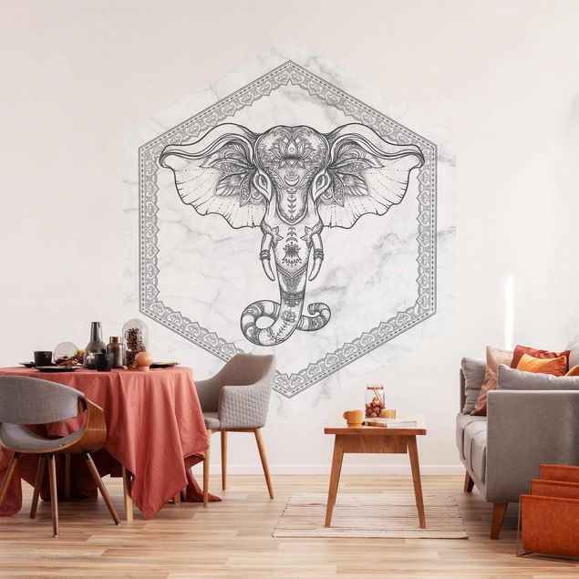 decoraçao para parede de cozinha Spiritual Elephant In Marble Look