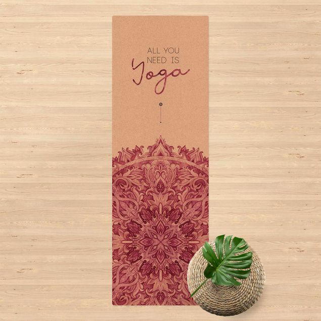tapete para sala moderno Text All You Need Is Yoga Red