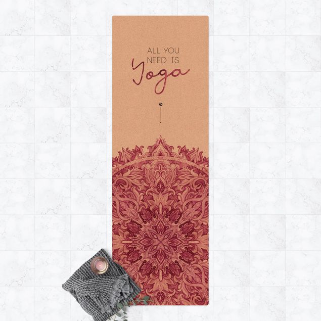 passadeiras tapetes Text All You Need Is Yoga Red