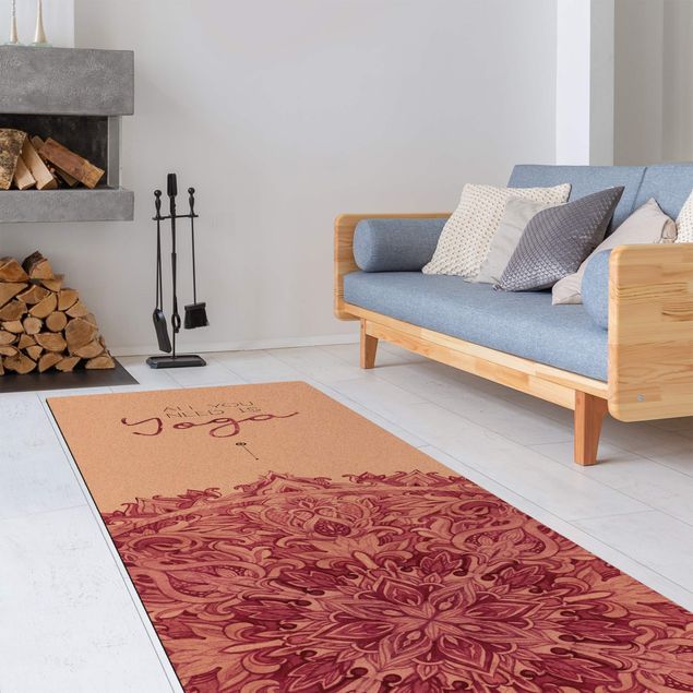 carpetes vermelho Text All You Need Is Yoga Red