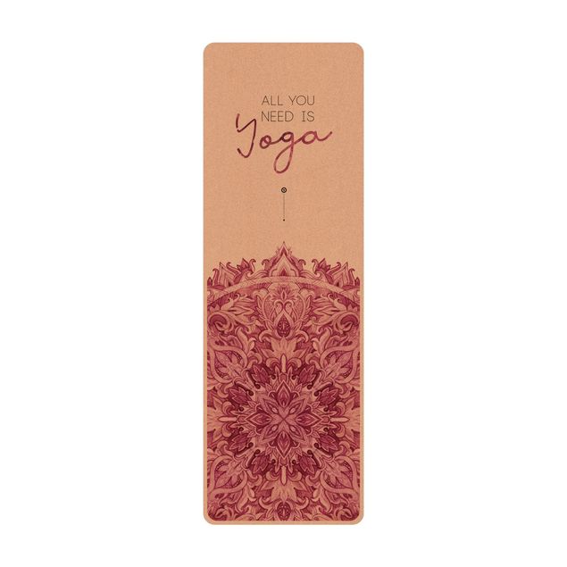 Tapete de ioga Text All You Need Is Yoga Red