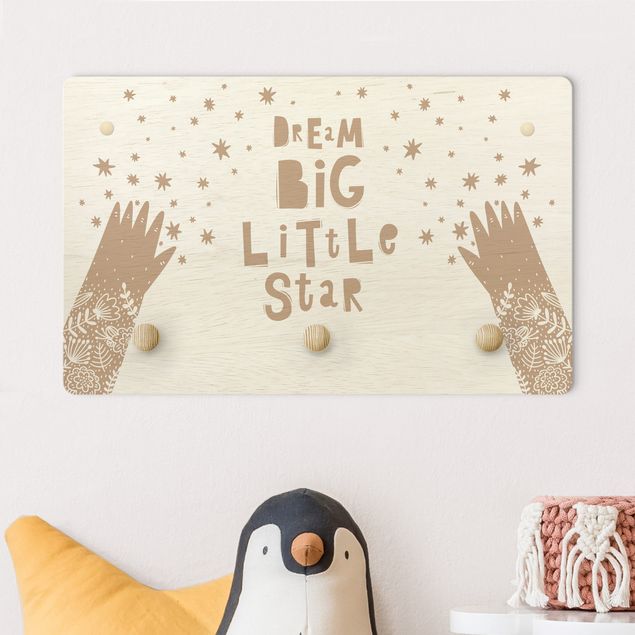 decoração para quartos infantis Text Dream Big Little Star With Flowers Natural