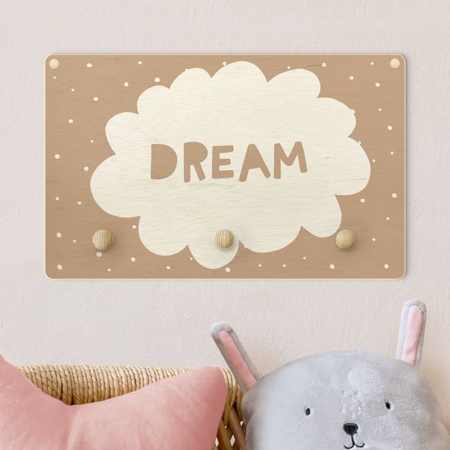 decoração quarto bebé Text Dream With Clouds Natural