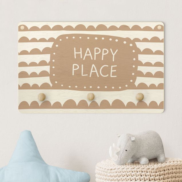 decoração para quartos infantis Text Happy Place In Band Of Clouds Natural