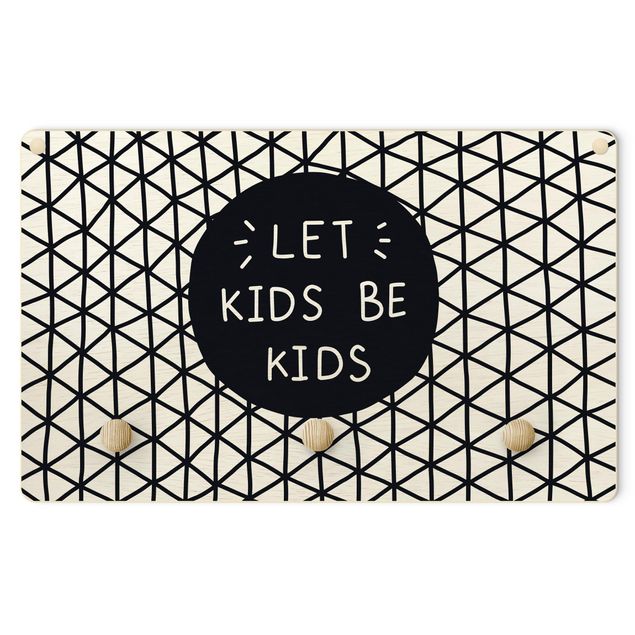 Cabide de parede Text Let Kids Be Kids Lattice Black