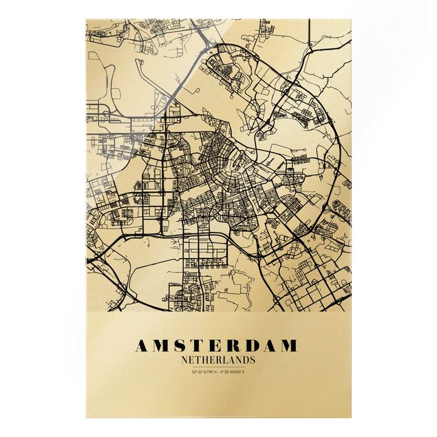 Quadros decorativos Amsterdam City Map - Classic