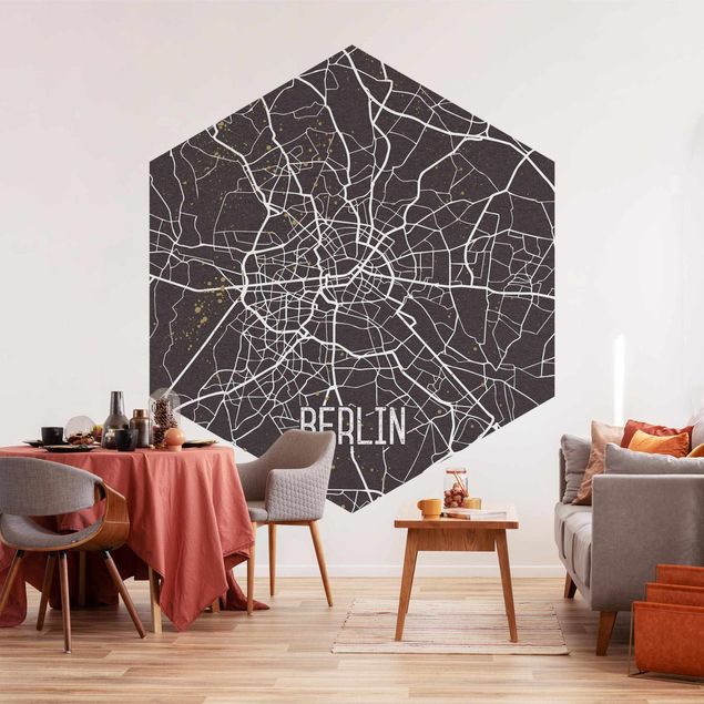 papel de parede floral vintage City Map Berlin - Retro