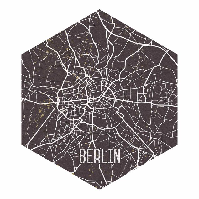 Papel de parede com cinza City Map Berlin - Retro