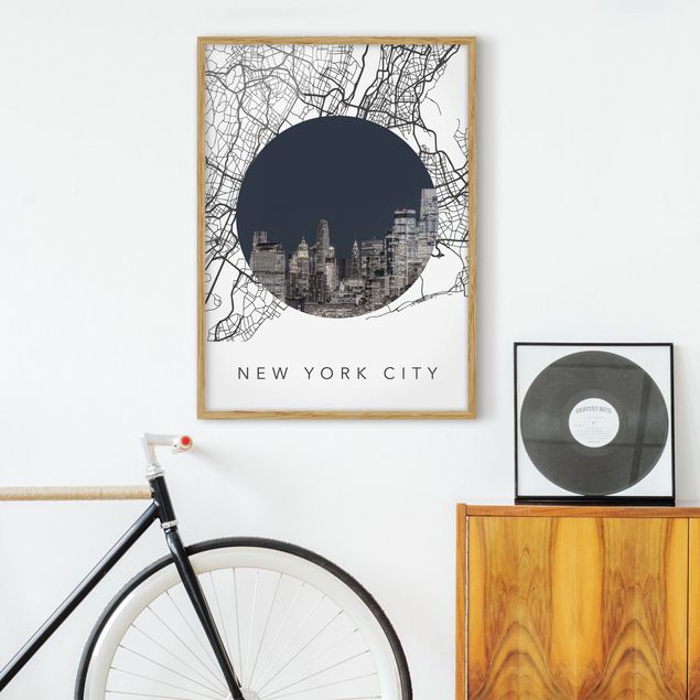 decoraçao para parede de cozinha Map Collage New York City