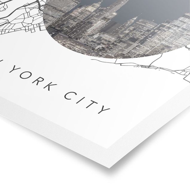 Posters cidades e paisagens urbanas Map Collage New York City