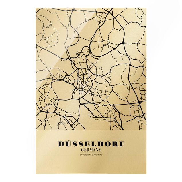 quadros para parede Dusseldorf City Map - Classic