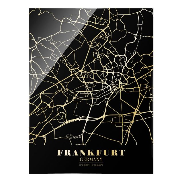 Quadros preto e branco Frankfurt City City Map - Classic Black