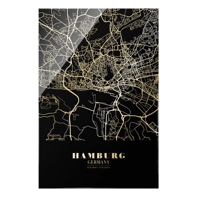 Quadros cidades Hamburg City Map - Classic Black