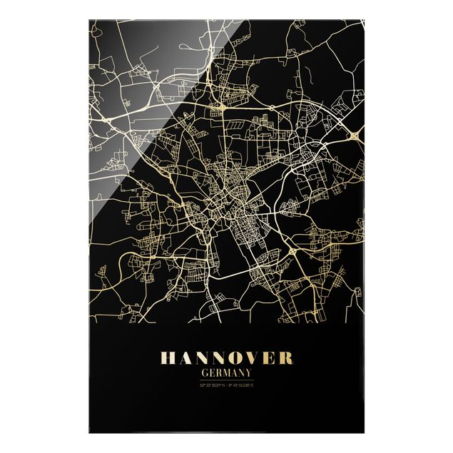 quadros em preto e branco Hannover City Map - Classic Black