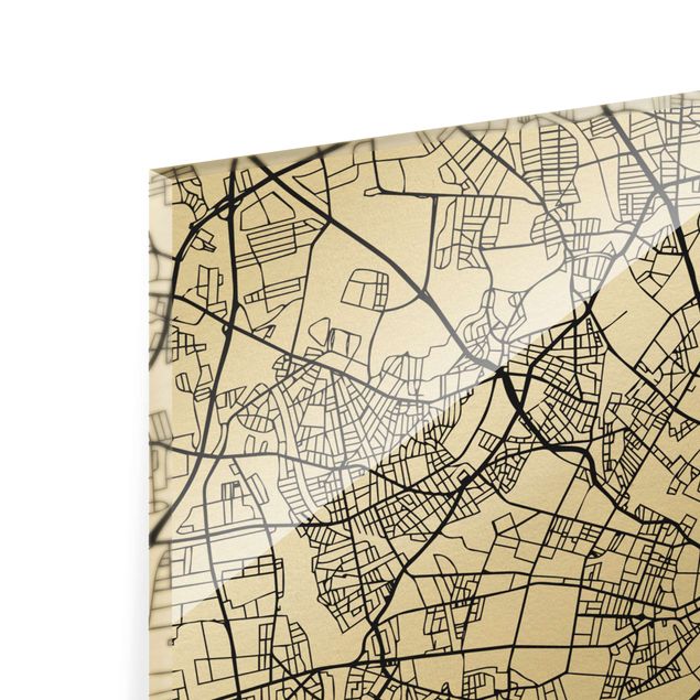 quadro de vidro Copenhagen City Map - Classic