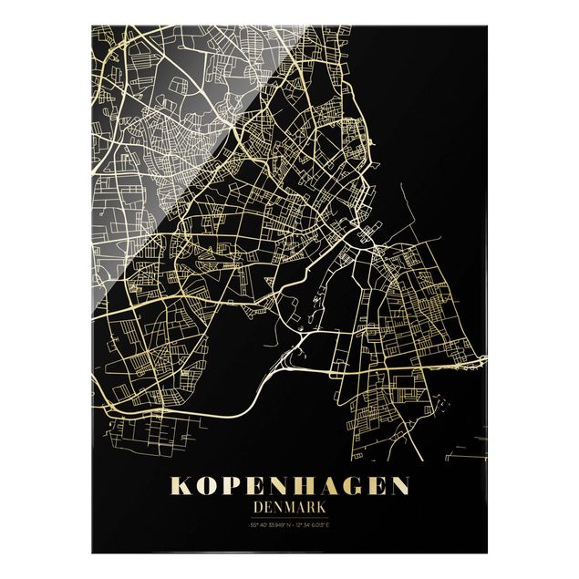 quadros preto e branco para decoração Copenhagen City Map - Classic Black