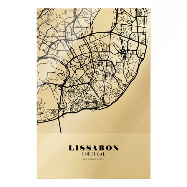 decoração quadros Lisbon City Map - Classic