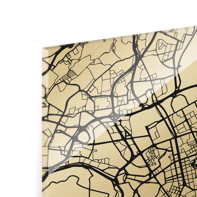 quadro de vidro Lisbon City Map - Classic