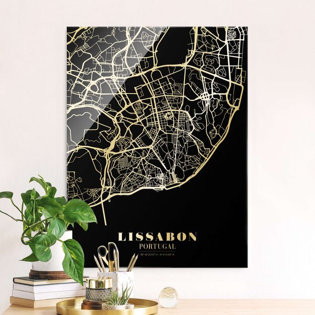 decoraçao cozinha Lisbon City Map - Classic Black