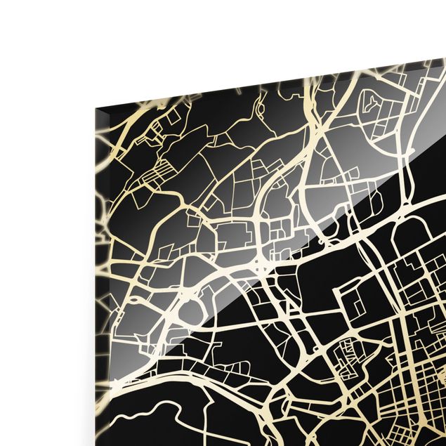 quadros para parede Lisbon City Map - Classic Black