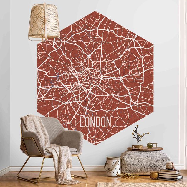 papel de parede floral vintage City Map London - Retro