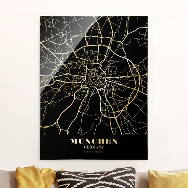 decoraçoes cozinha Munich City Map - Classic Black