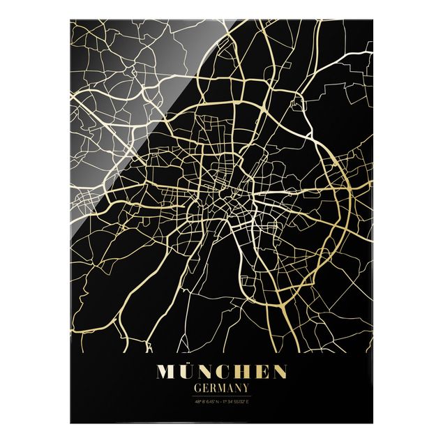 Quadros preto e branco Munich City Map - Classic Black