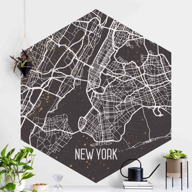 papel de parede ny City Map New York- Retro