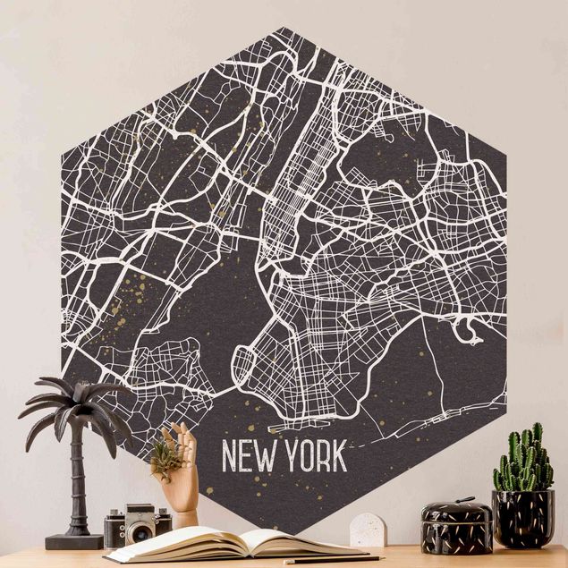 decoraçao para parede de cozinha City Map New York- Retro