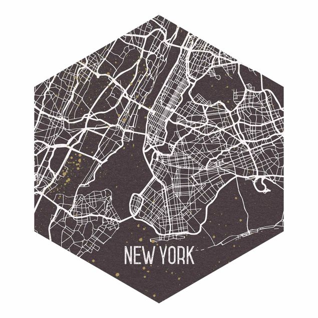 Papel de parede vermelho City Map New York- Retro
