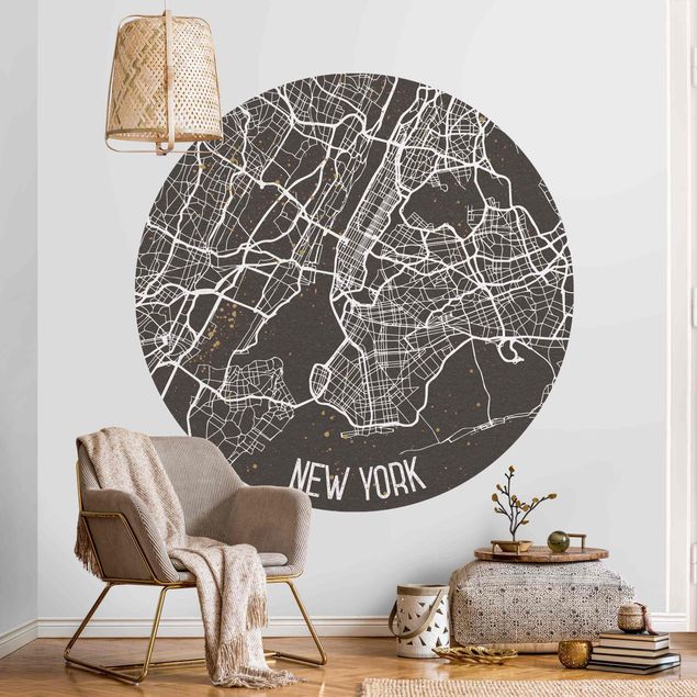 Papel de parede New York City Map New York- Retro