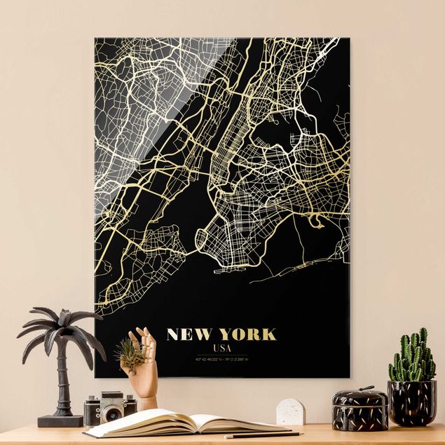 decoraçao cozinha New York City Map - Classic Black