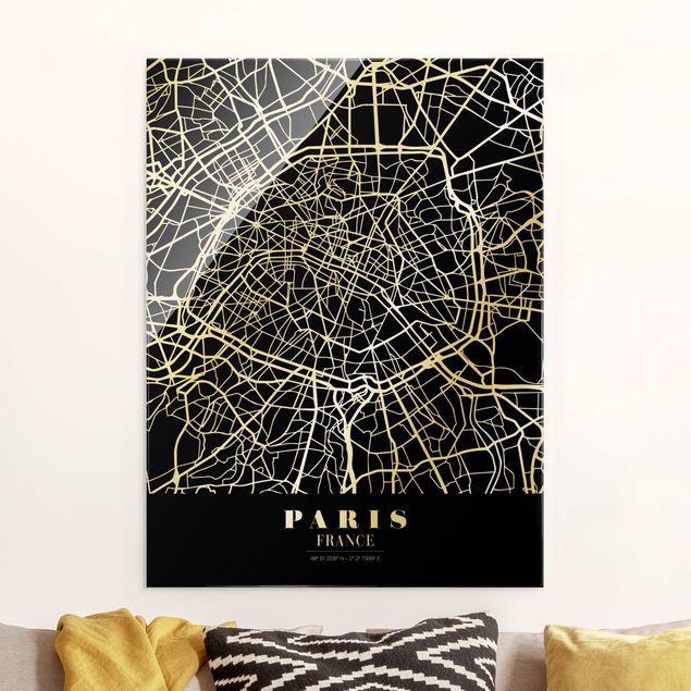 decoraçao cozinha Paris City Map - Classic Black