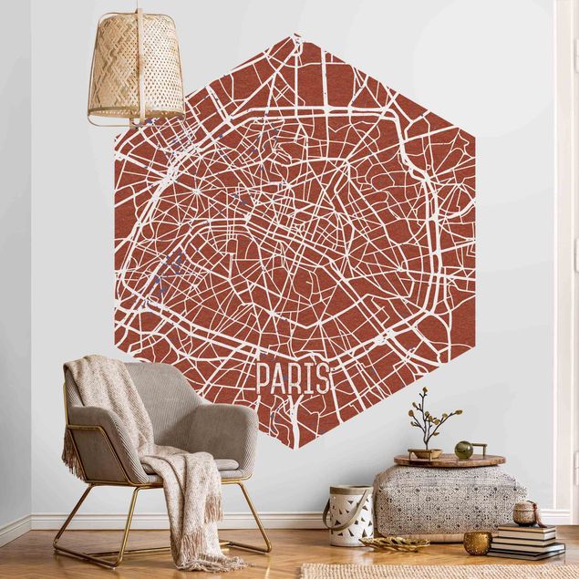 papel de parede moderno City Map Paris - Retro