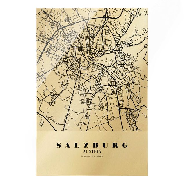 quadros para parede Salzburg City Map - Classic