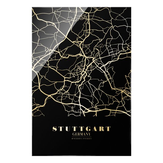 quadros em preto e branco Stuttgart City Map - Classic Black