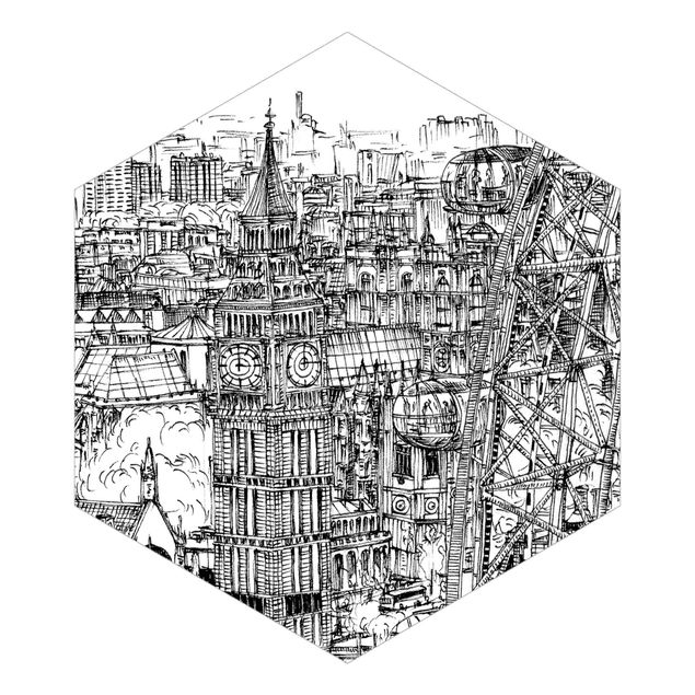 papel parede branco City Study - London Eye