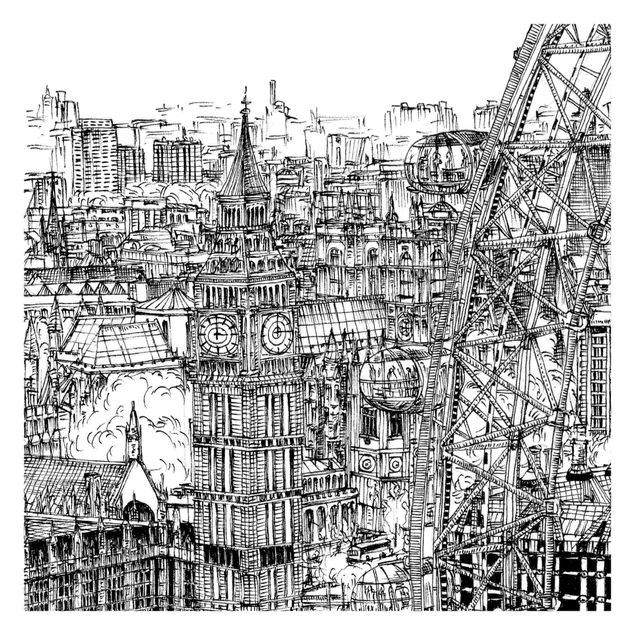 Papel de parede branco City Study - London Eye
