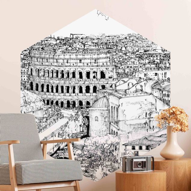 papel de parede moderno City Study - Rome