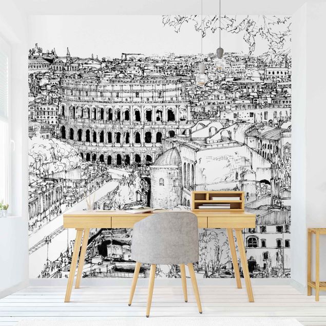 papel de parede para quarto de casal moderno City Study - Rome