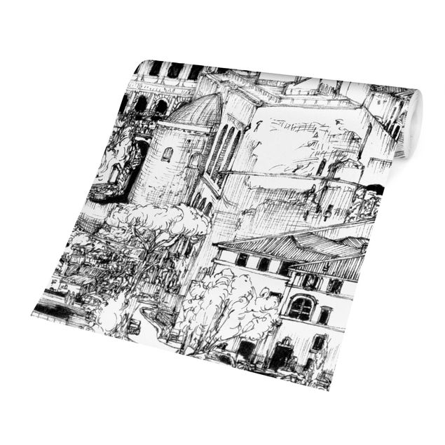 papel parede branco City Study - Rome